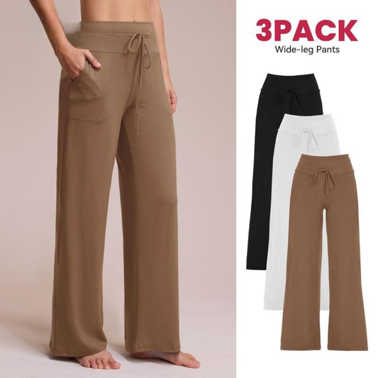3 Pack Women's Hightwaisted Wide Leg Pants with Pockets
